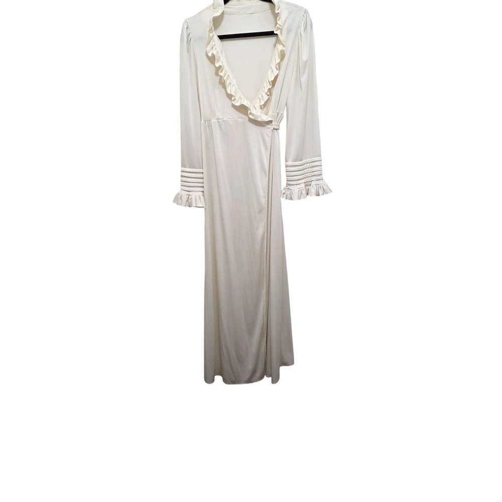 Vintage Women's‎ Victorian Y2K 80s Cream Long-Sleeve Ruffle Rope Pleated Cuff SZ